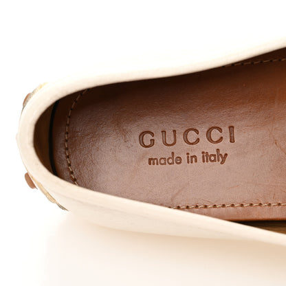 Gucci Miro Soft Calfskin Web Mens Horsebit Driver Loafers 10 White 7 of 10