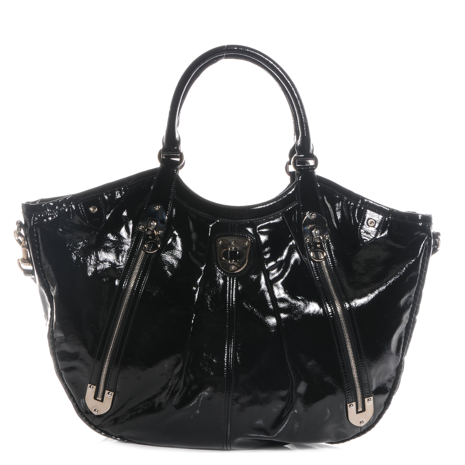 Alexander McQueen Patent Leather Hobo Black 1 of 8