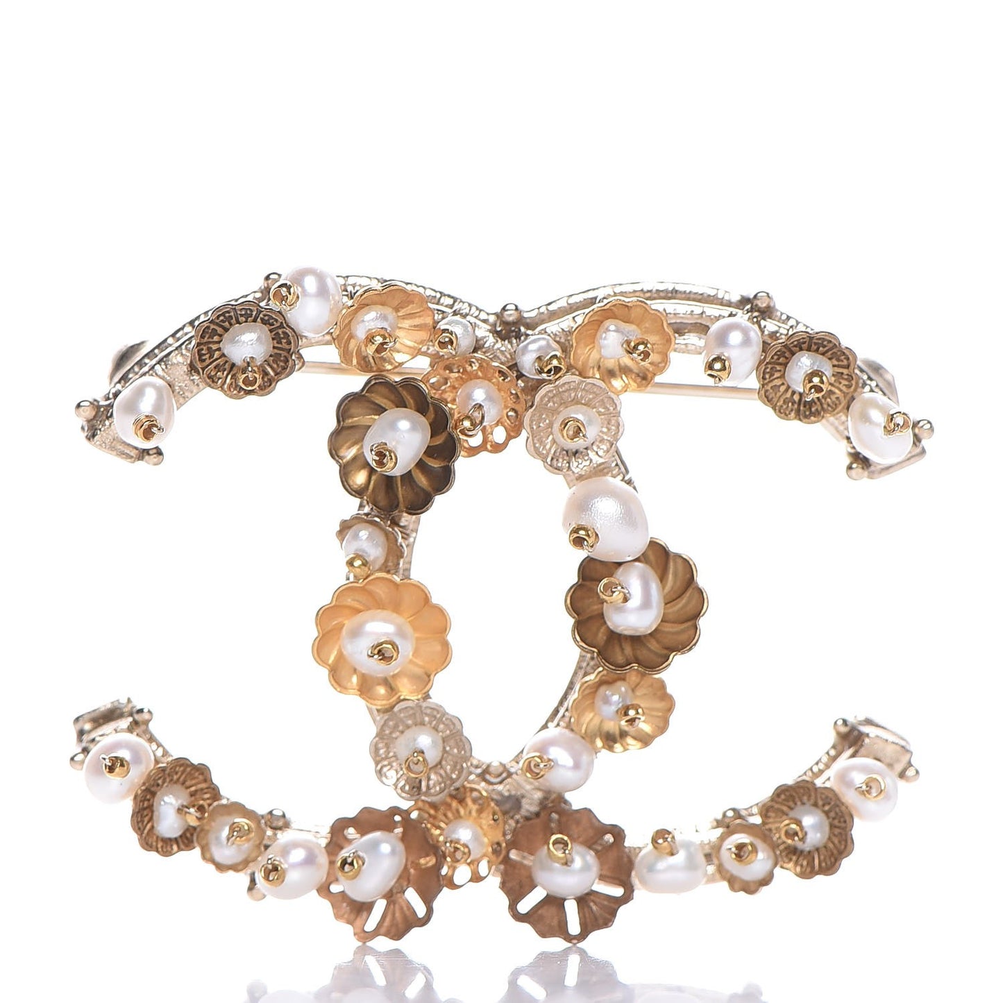 Pearl Flower CC Brooch Gold