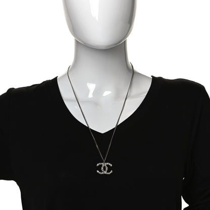 Chanel Crystal CC Pendant Necklace Silver 2 of 8