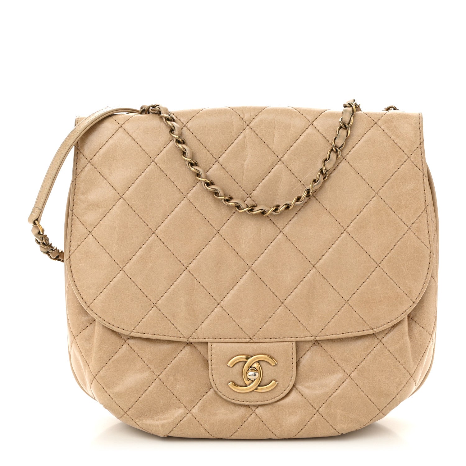 Chanel Glazed Calfskin Quilted Medium Bubble CC Flap Beige 1 of 11