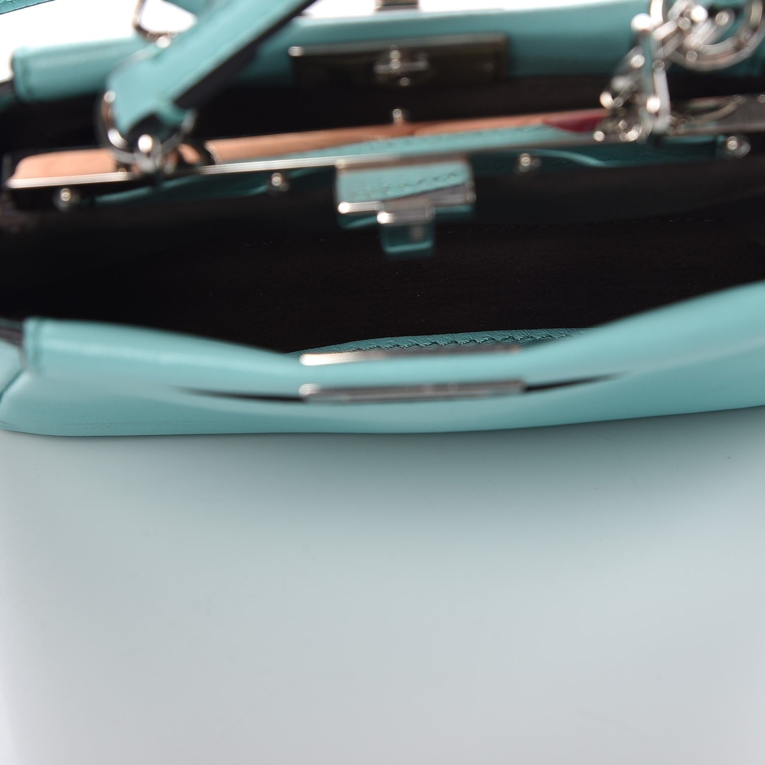 Fendi Shiny Nappa Micro Peekaboo Iconic Satchel Turchese Egiz 5 of 8