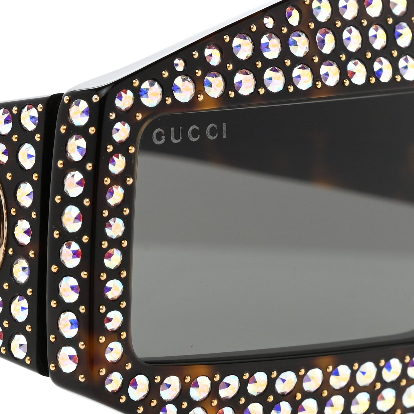 Crystal Rectangular Frame Sunglasses GG0357S Tortoiseshell