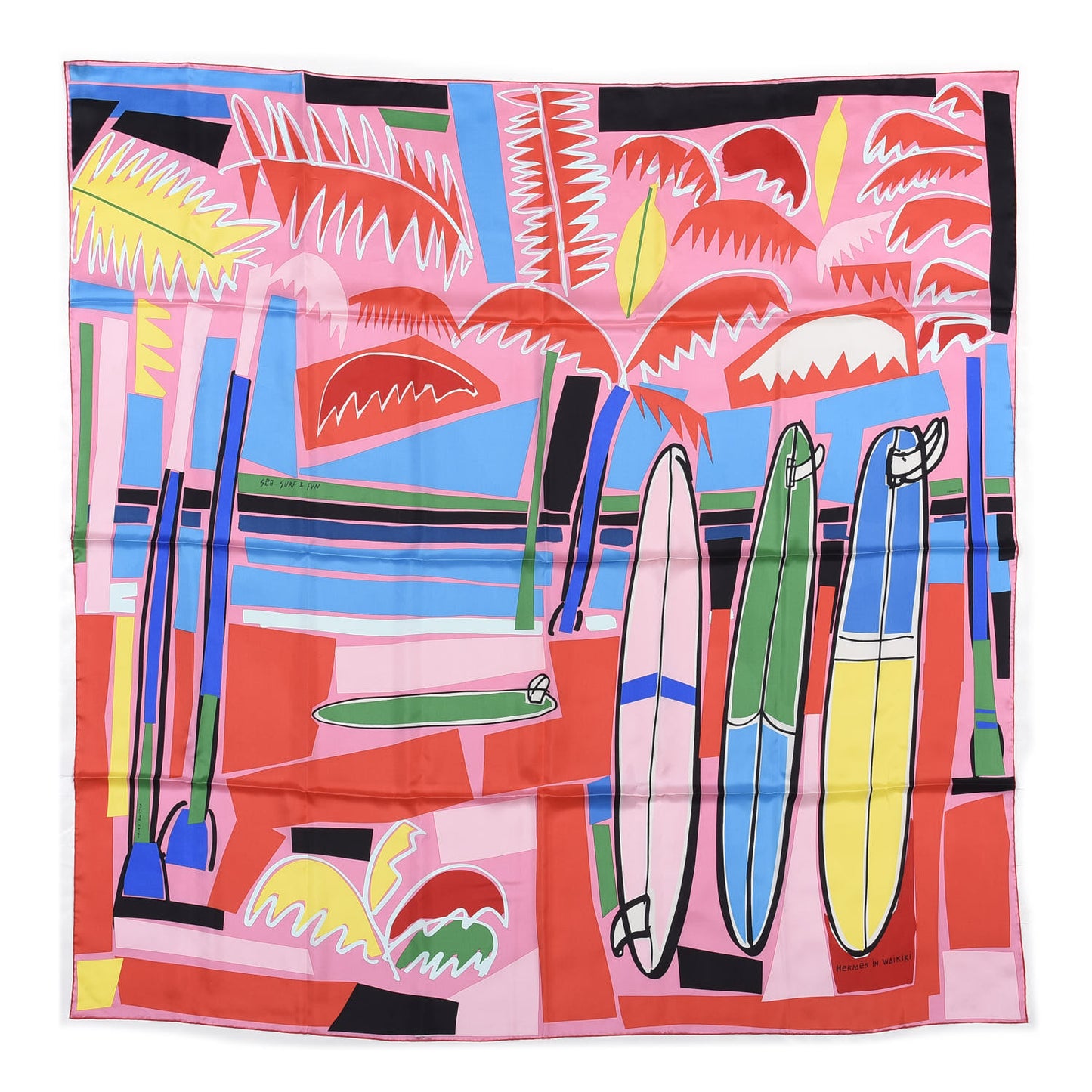 Silk Sea Surf and Fun Scarf 140 Rose Bleu Vert
