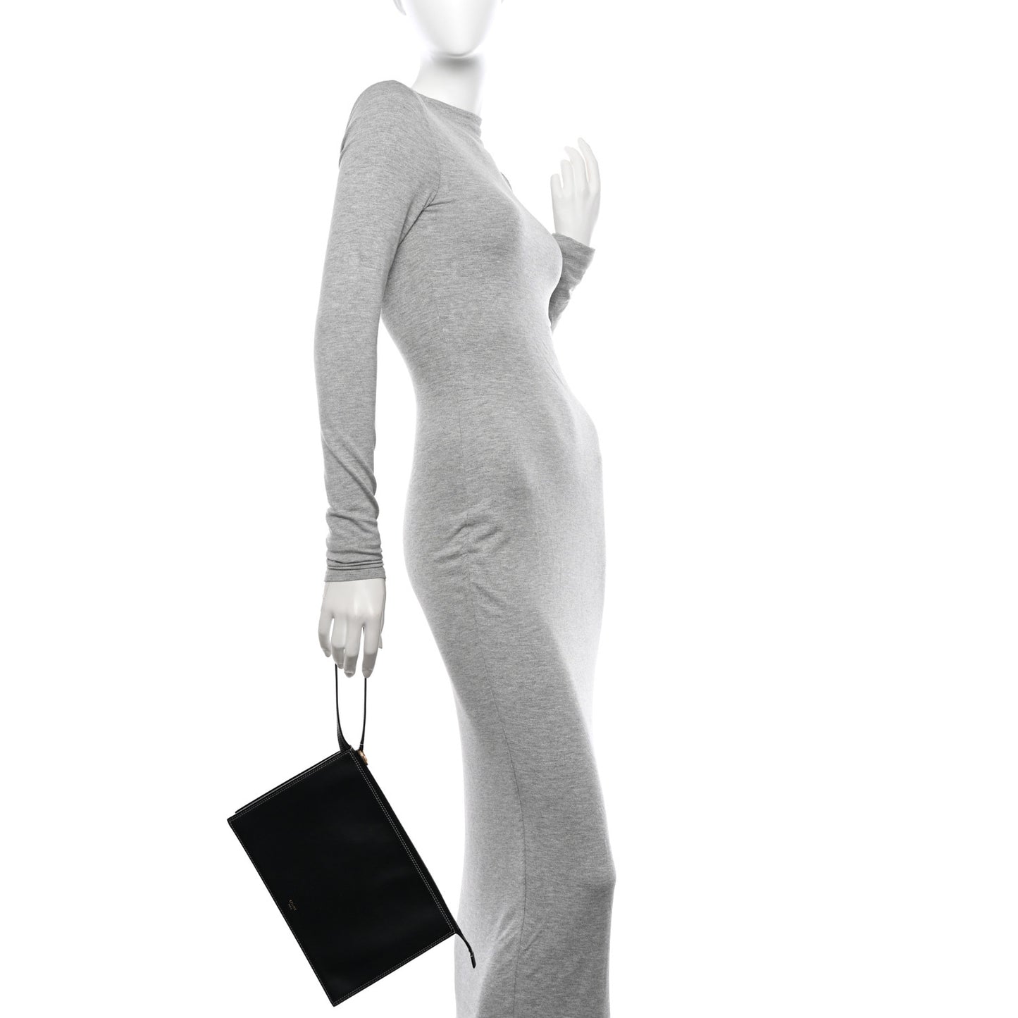Smooth Calfskin Ring Clutch Black
