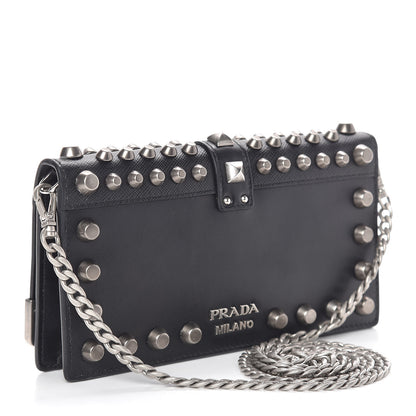Prada City Calfskin Cahier Studded Mini Bag Black 3 of 10