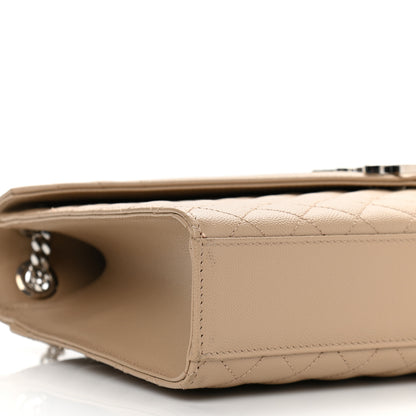 Saint Laurent Grain De Poudre Mixed Matelasse Large Triquilt Monogram Satchel Dark Beige 8 of 9