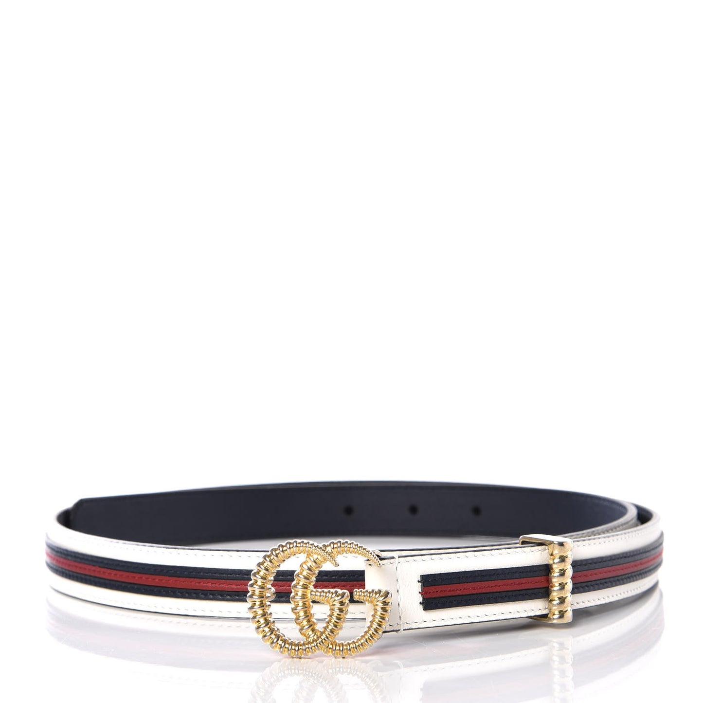 Calfskin Torchon Double G 20mm Belt 90 36 Off White Blue Red