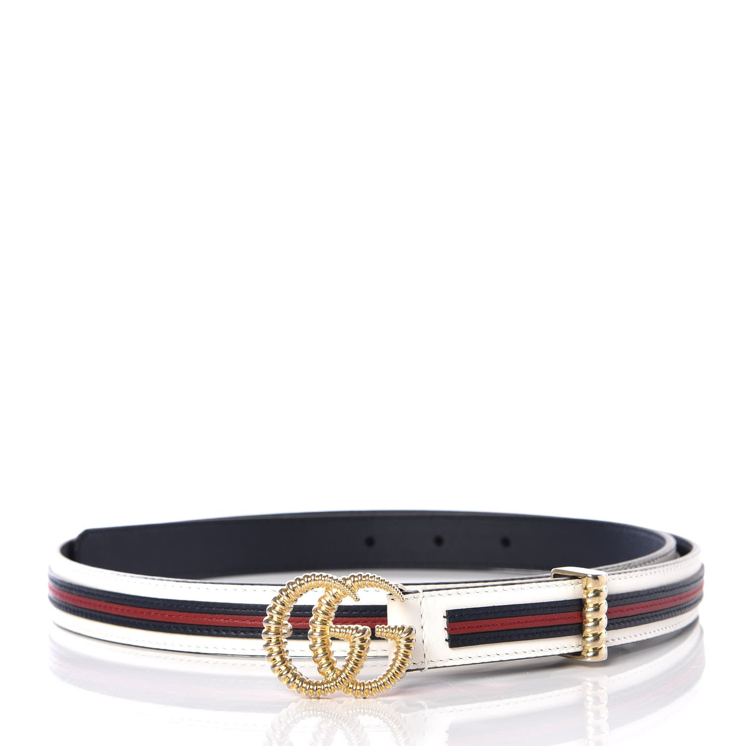 Gucci Calfskin Torchon Double G 20mm Belt 90 36 Off White Blue Red 1 of 9