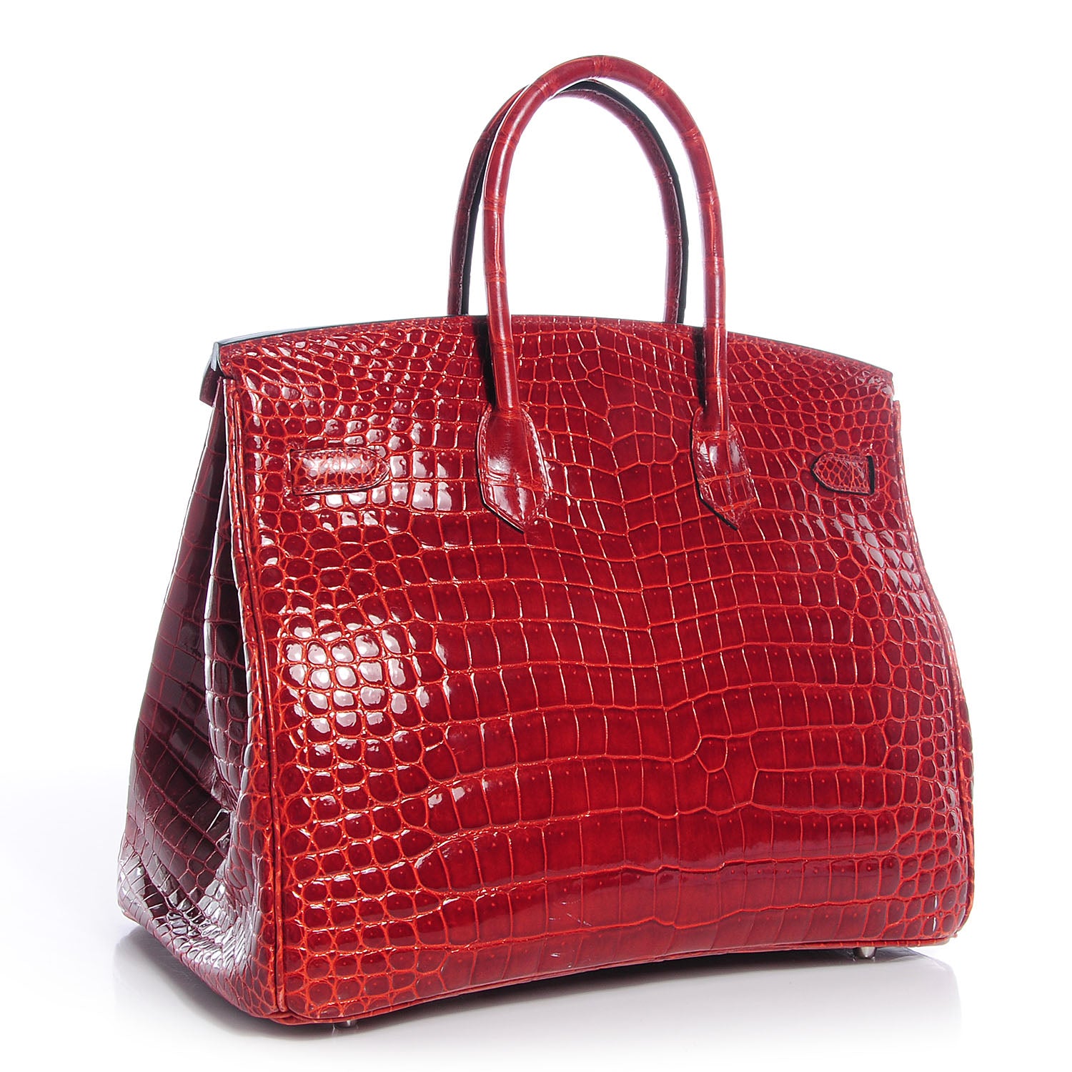Hermes Shiny Porosus Crocodile Birkin 35 Rouge H 3 of 19