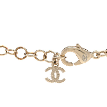 Chanel Metal Calfskin Crystal Double CC Short Necklace Black Gold 5 of 6