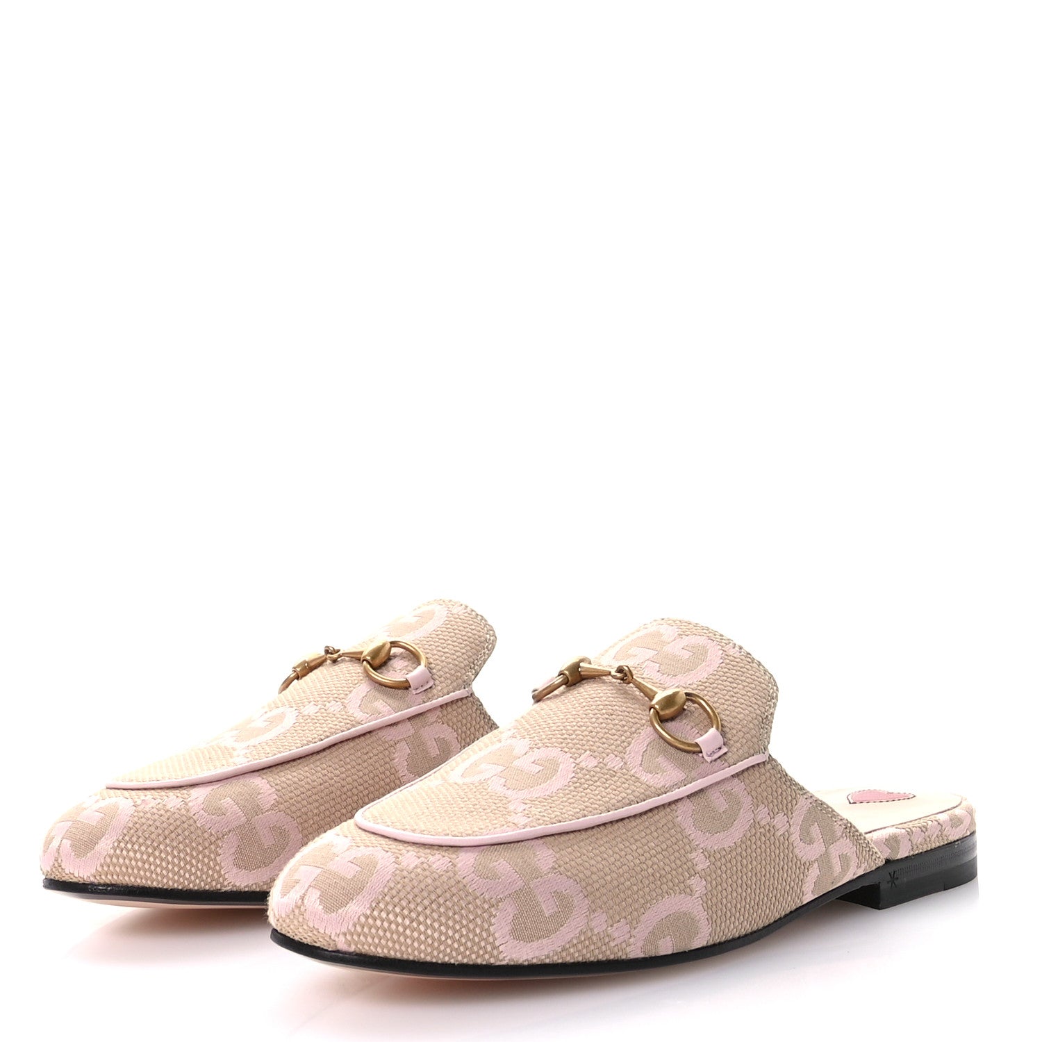 Gucci Monogram Macro GG Nappa Charlotte Womens Princetown Slippers 36 Beige Perfect Pink 4 of 9