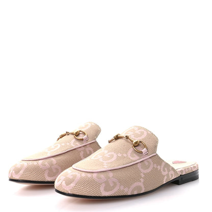 Gucci Monogram Macro GG Nappa Charlotte Womens Princetown Slippers 36 Beige Perfect Pink 4 of 9