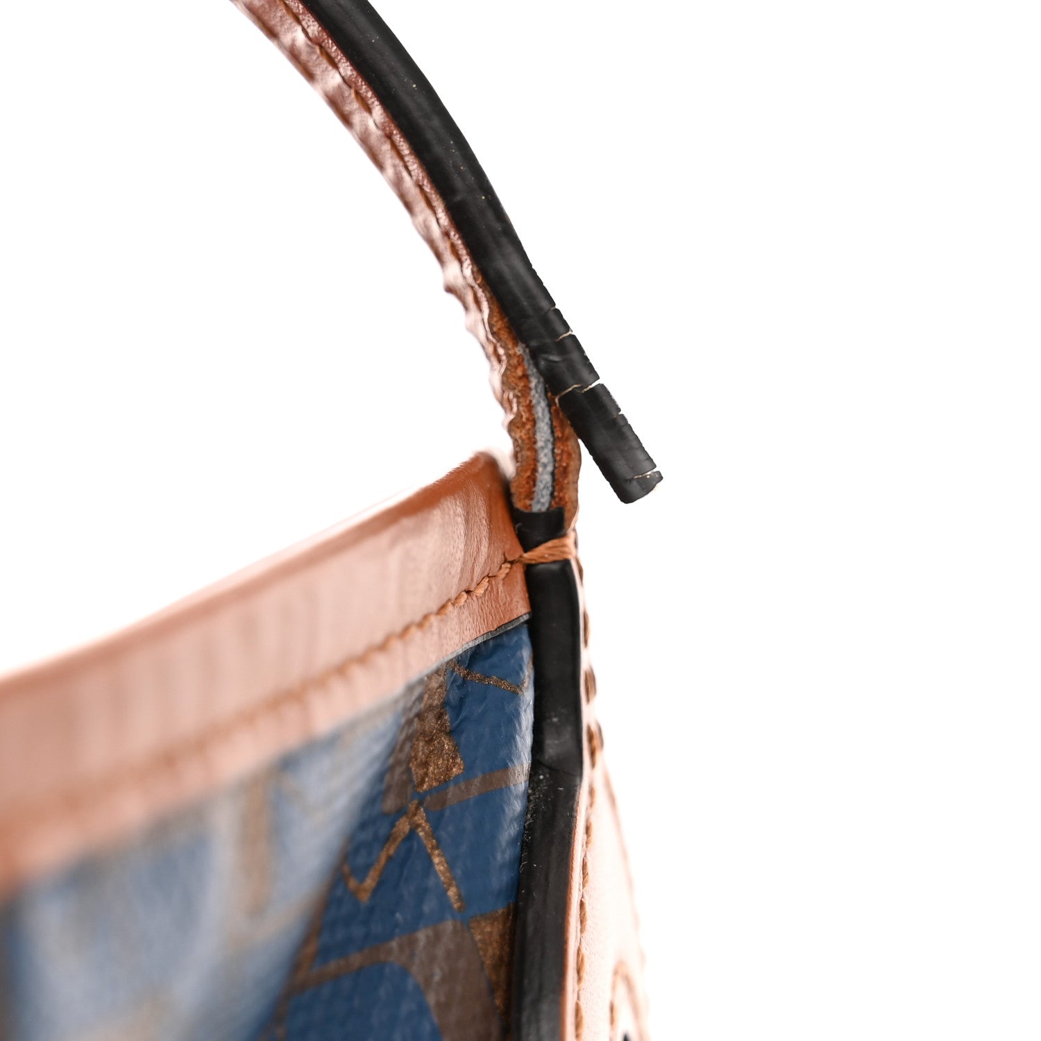Moynat Grained Calfskin Canvas 1920 Oh! Tote Ruban Duo MM Indigo Bronze Cognac 12 of 15