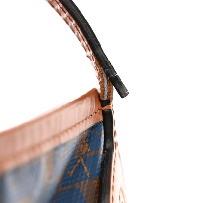 Moynat Grained Calfskin Canvas 1920 Oh! Tote Ruban Duo MM Indigo Bronze Cognac 12 of 15