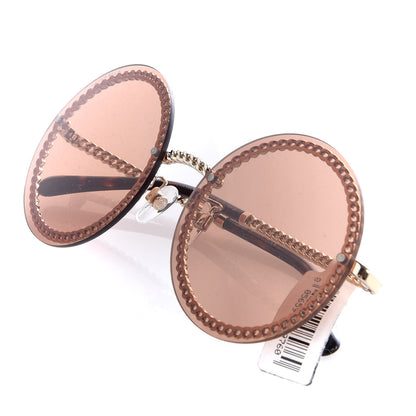 Chanel Round Removable Triple Hanging Chain Sunglasses 4245 Light Brown 8 of 9