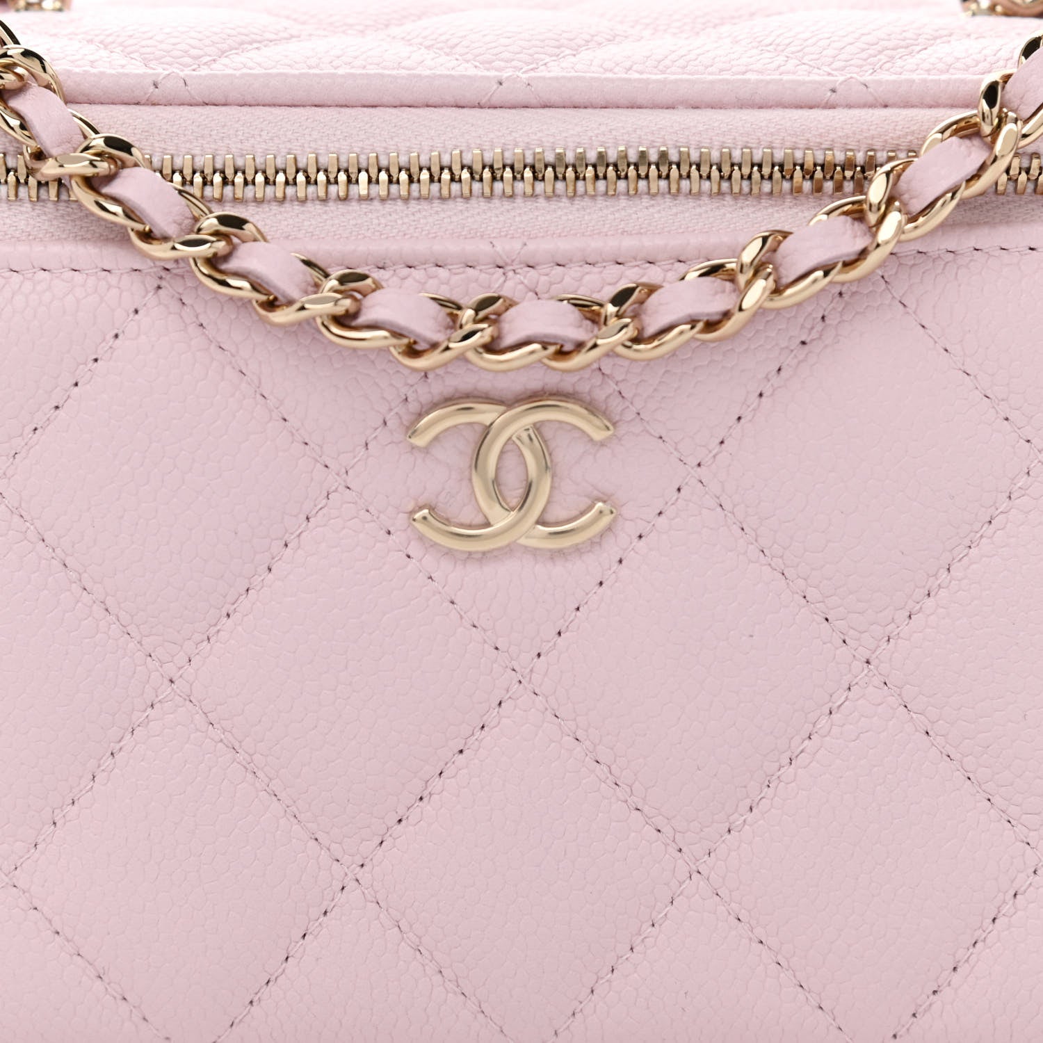 Chanel Caviar Quilted Small Tiny CC Vanity Case With Chain Light Pink 8 of 10