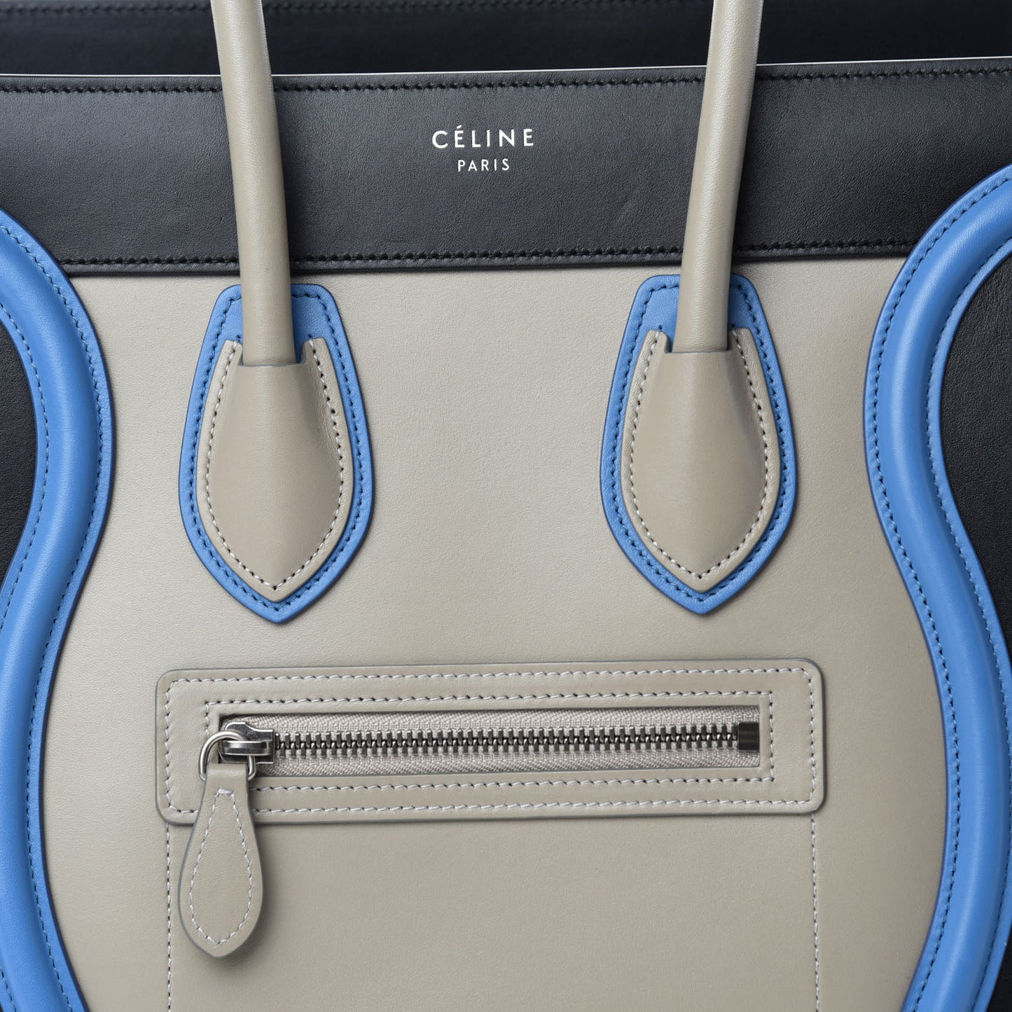 Shiny Smooth Calfskin Micro Tri-Color Luggage Quartz