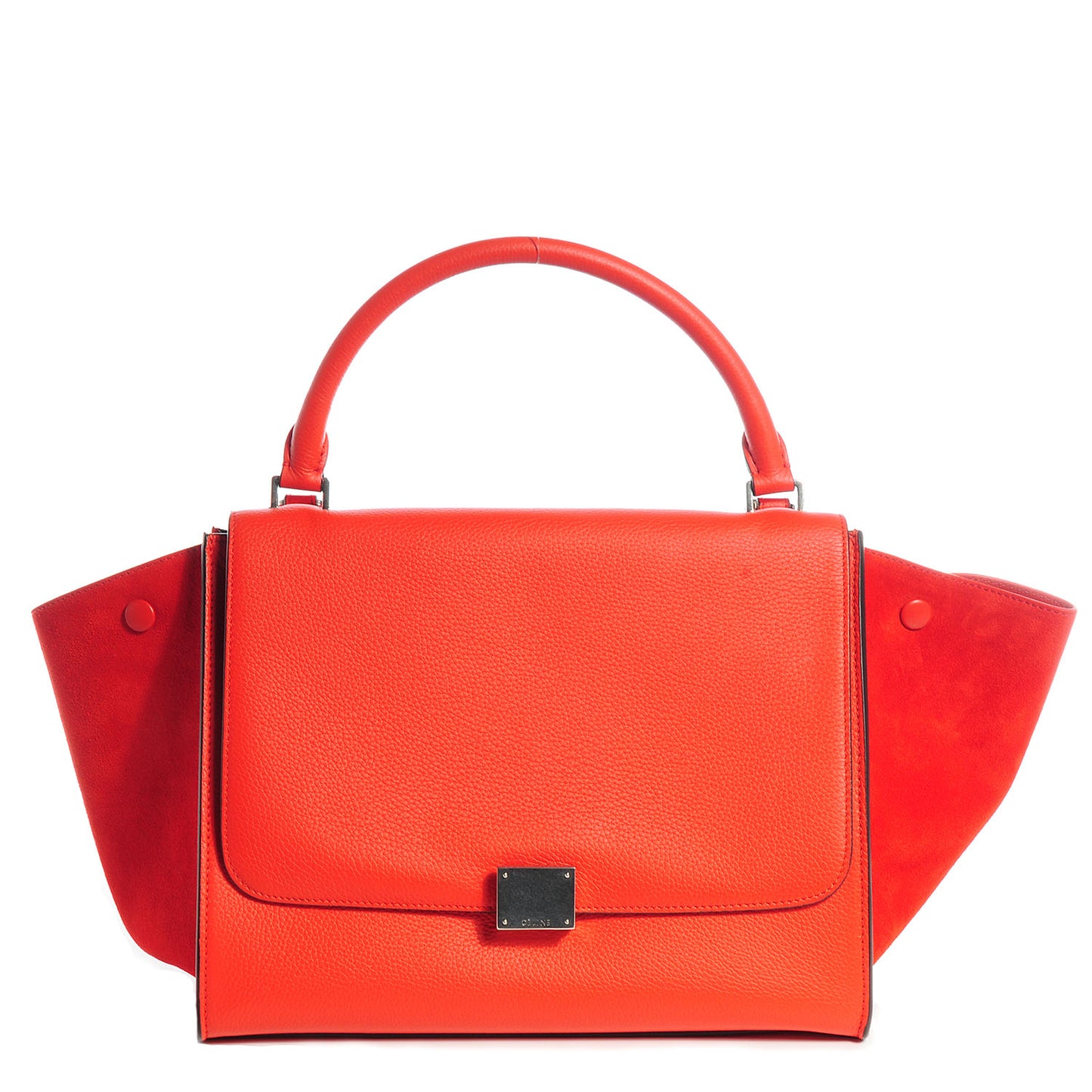 Drummed Leather Suede Medium Trapeze Vermillion