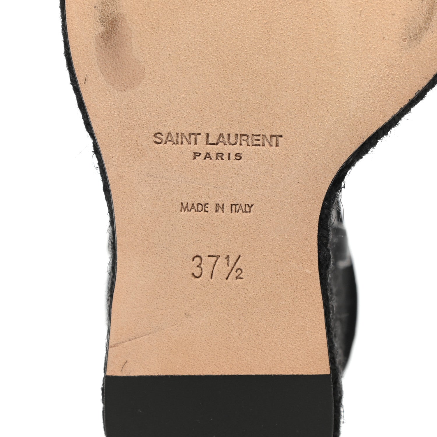 Saint Laurent Calfskin Cassandra Espadrille 105 Wedges 37.5 Black 6 of 9