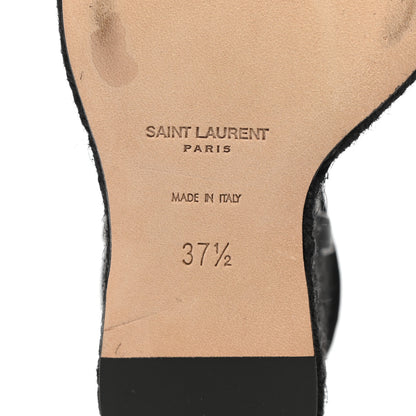 Saint Laurent Calfskin Cassandra Espadrille 105 Wedges 37.5 Black 6 of 9