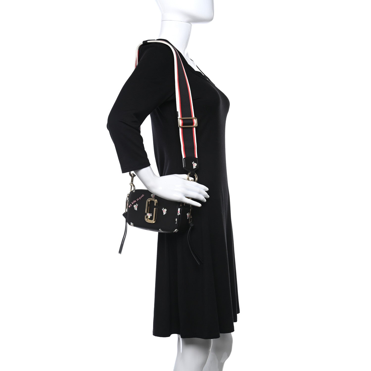 Marc Jacobs Saffiano Small My Life Is Crap Snapshot Camera Bag Black 2 of 10