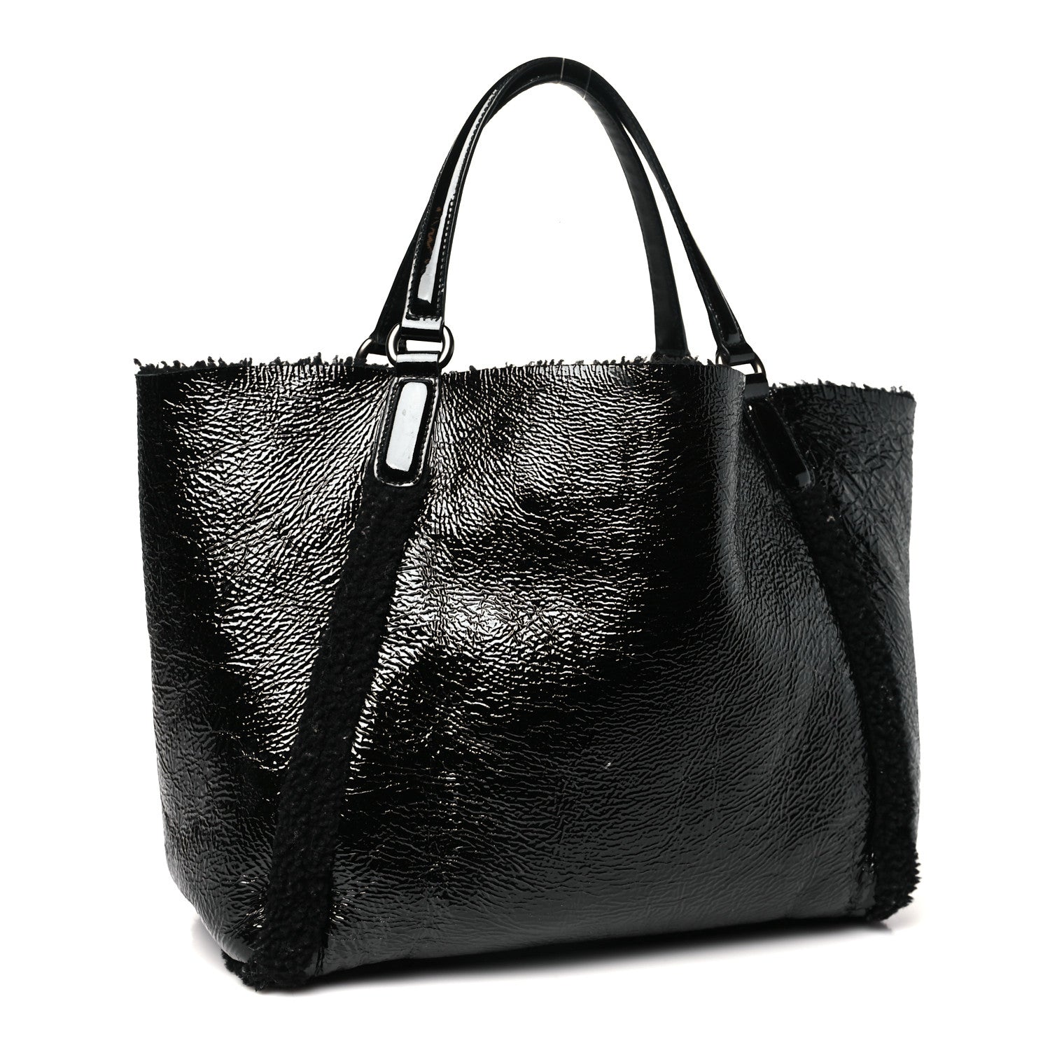 Gucci Patent Shearling Medium Soho Shoulder Bag Black 4 of 13