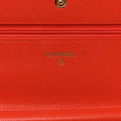 Chanel Caviar Quilted Wallet on Chain WOC Orange 7 of 12
