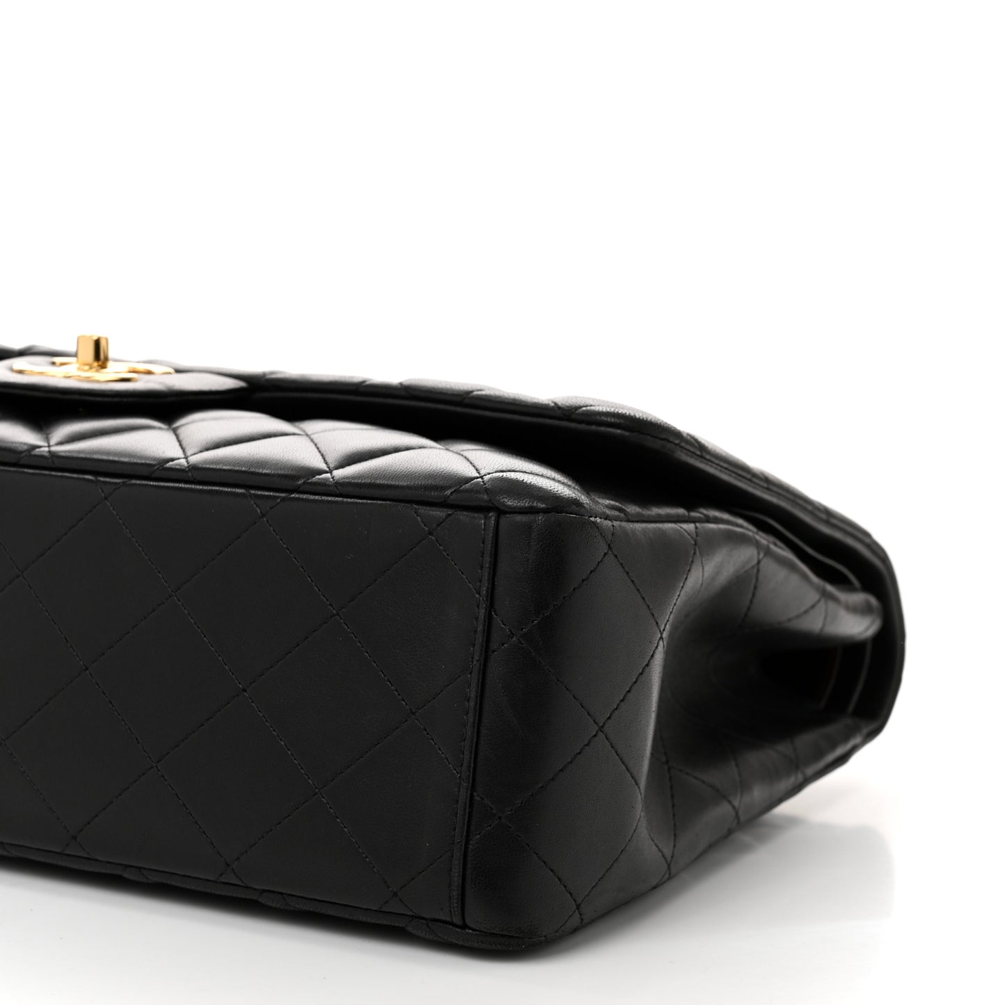 Lambskin Quilted Maxi Double Flap Black