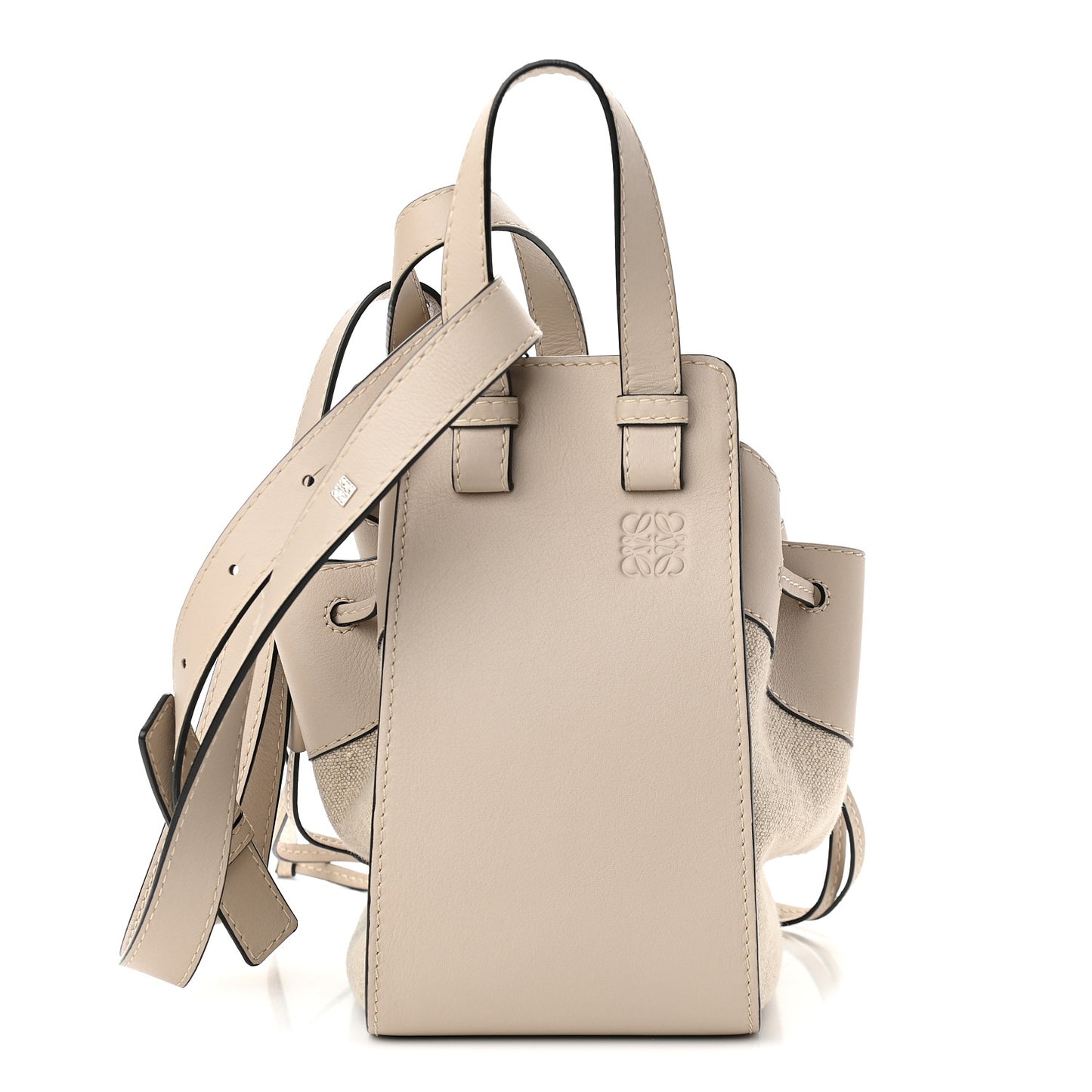 Calfskin Canvas Small Hammock Shoulder Bag Natural Mink