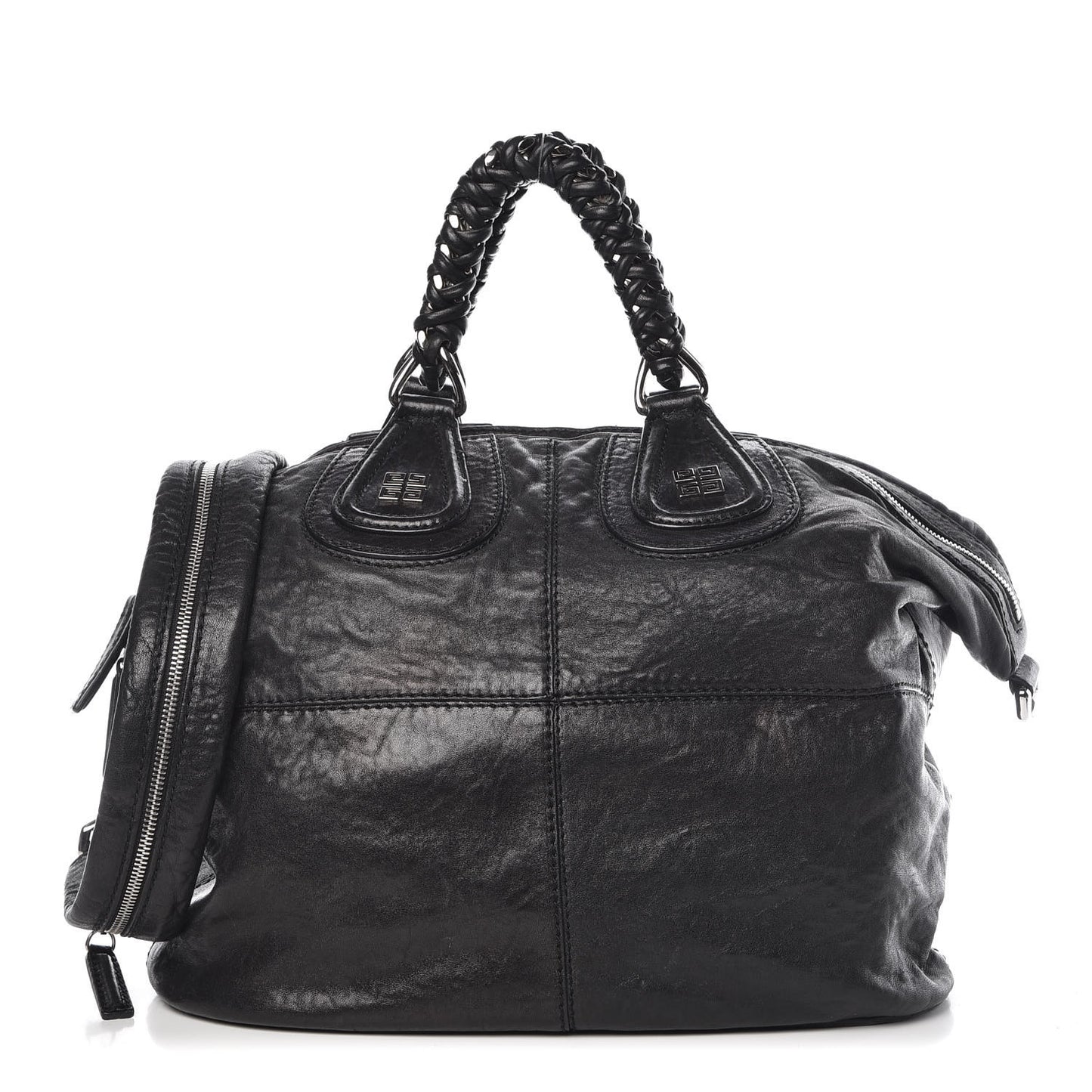 Wrinkled Lambskin Large Chain Wrap Nightingale Black