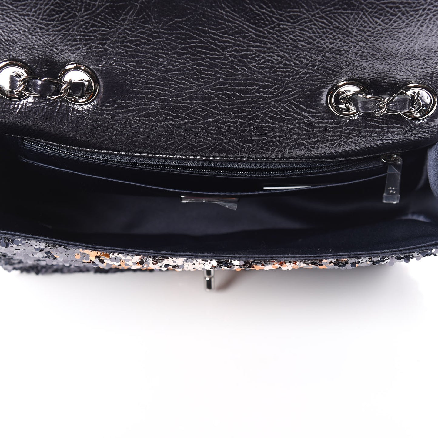 Sequin Medium Single Flap Bronze Black