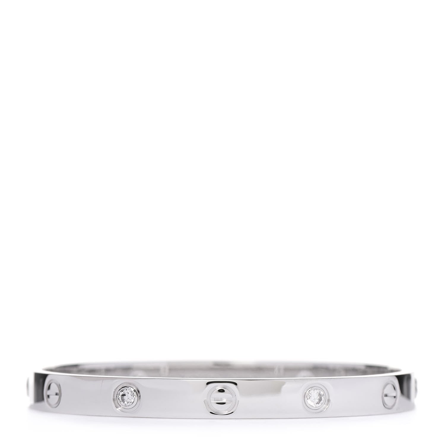 Cartier 18K White Gold 4 Diamond LOVE Bracelet 17 1 of 6