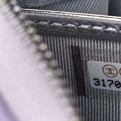 Chanel Gradient Metallic Calfskin Quilted Large Gusset Zip Around Wallet Purple Silver Blue Yellow Purple 8 of 9