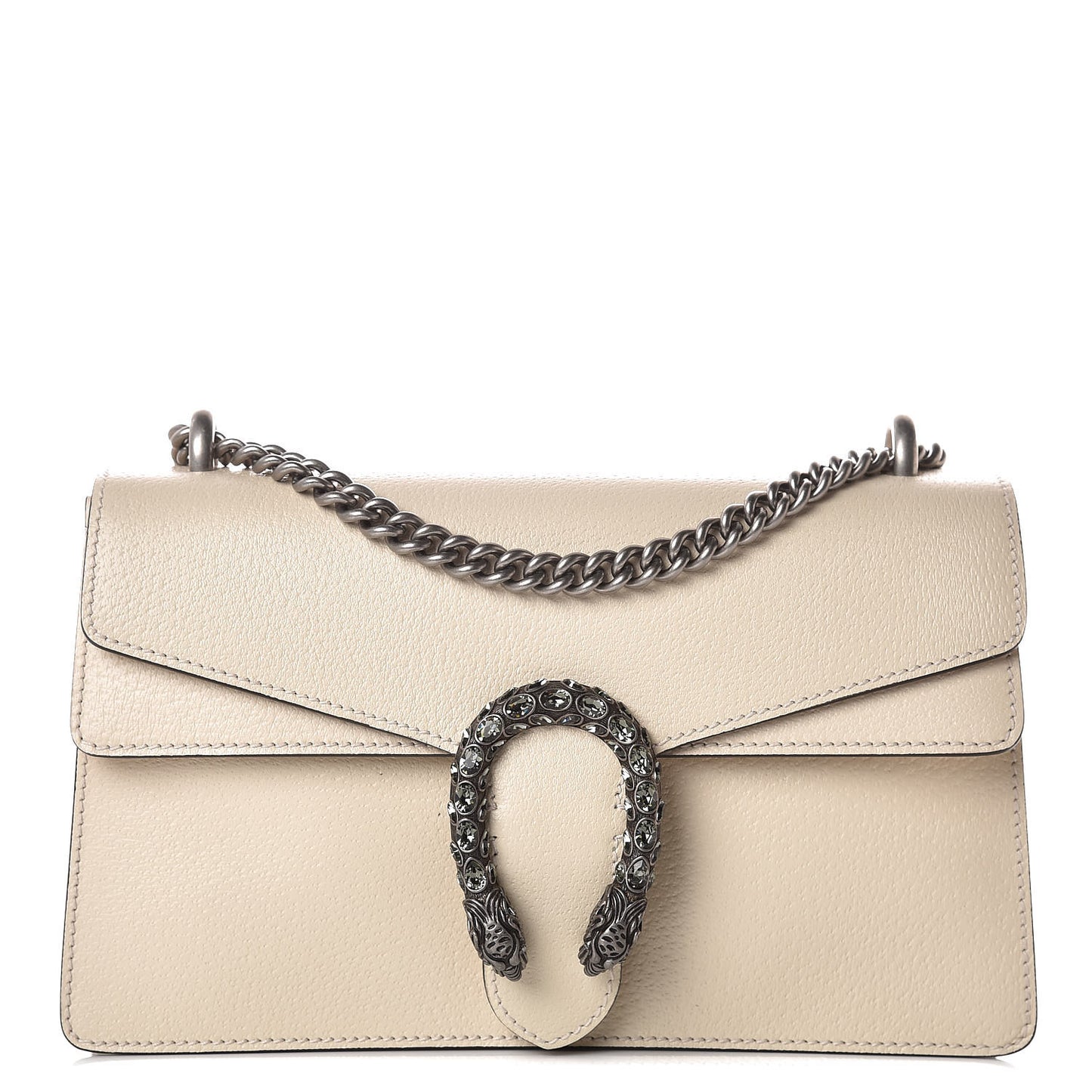 Textured Calfskin Crystal Small Dionysus Shoulder Bag Mystic White