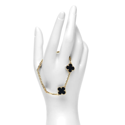 Van Cleef & Arpels 18K Yellow Gold Black Onyx 5 Motifs Vintage Alhambra Bracelet 2 of 7