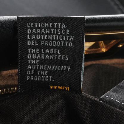 Fendi Vitello Morgan Fabric Jacquard Pequin Medium Peekaboo Iconic Satchel Black Tobacco 10 of 11