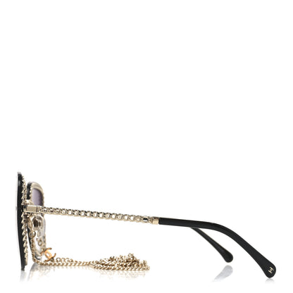 Chanel Metal Removable Chain Square Sunglasses 4244 Black 3 of 7