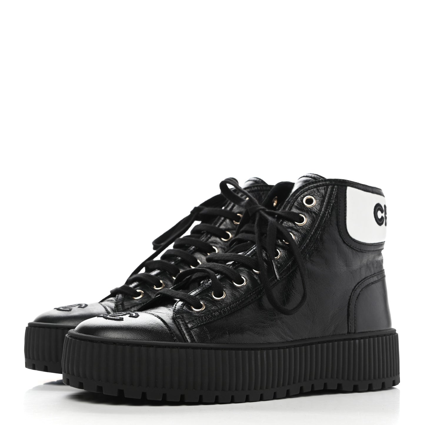 Aged Calfskin Lace Up Cap Toe Sneakers 38 Black White