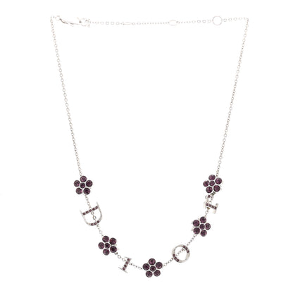 Christian Dior Crystal Flower Choker Necklace Silver Purple 3 of 6