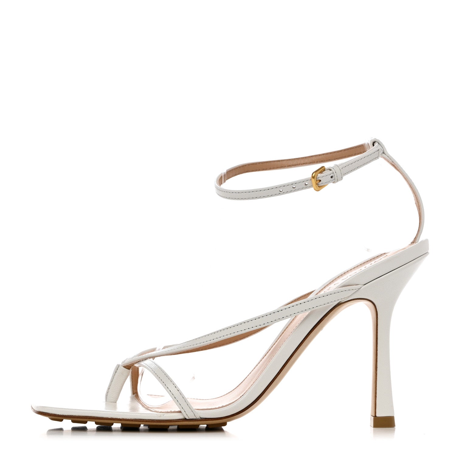 Bottega Veneta Lambskin Stretch Multi Strap 90mm Sandals 38.5 Optic White 1 of 8