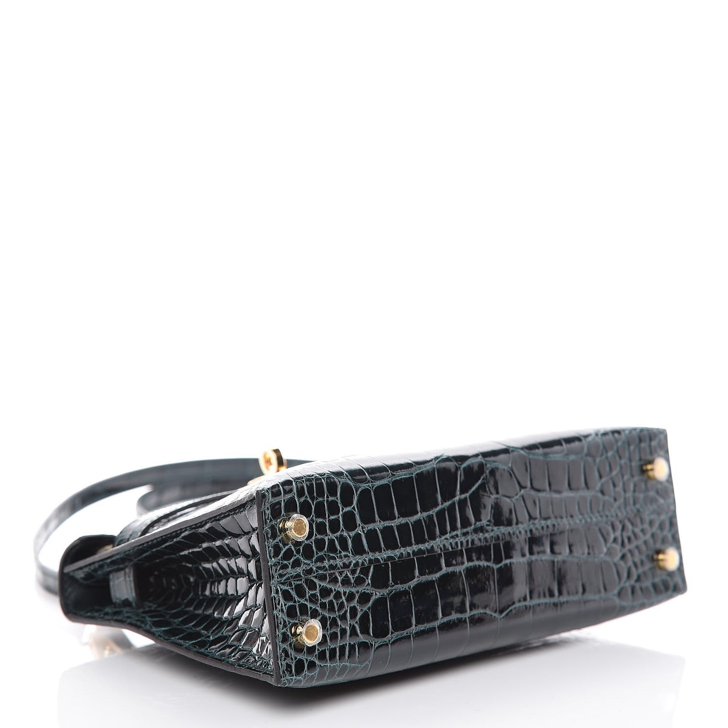 Shiny Alligator Mini Kelly Sellier 20 Vert Cypress