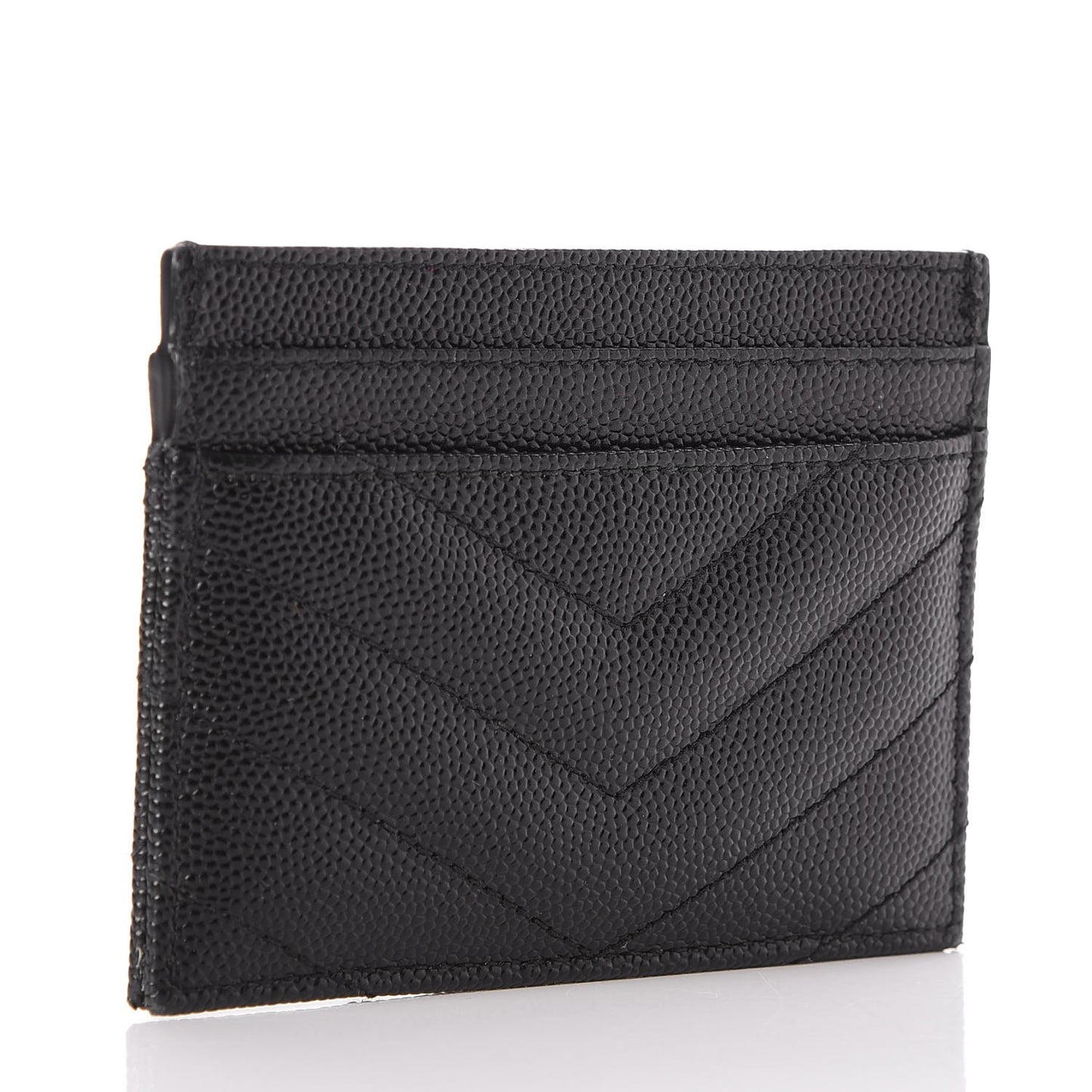 Grain De Poudre Matelasse Chevron Monogram Credit Card Case Black