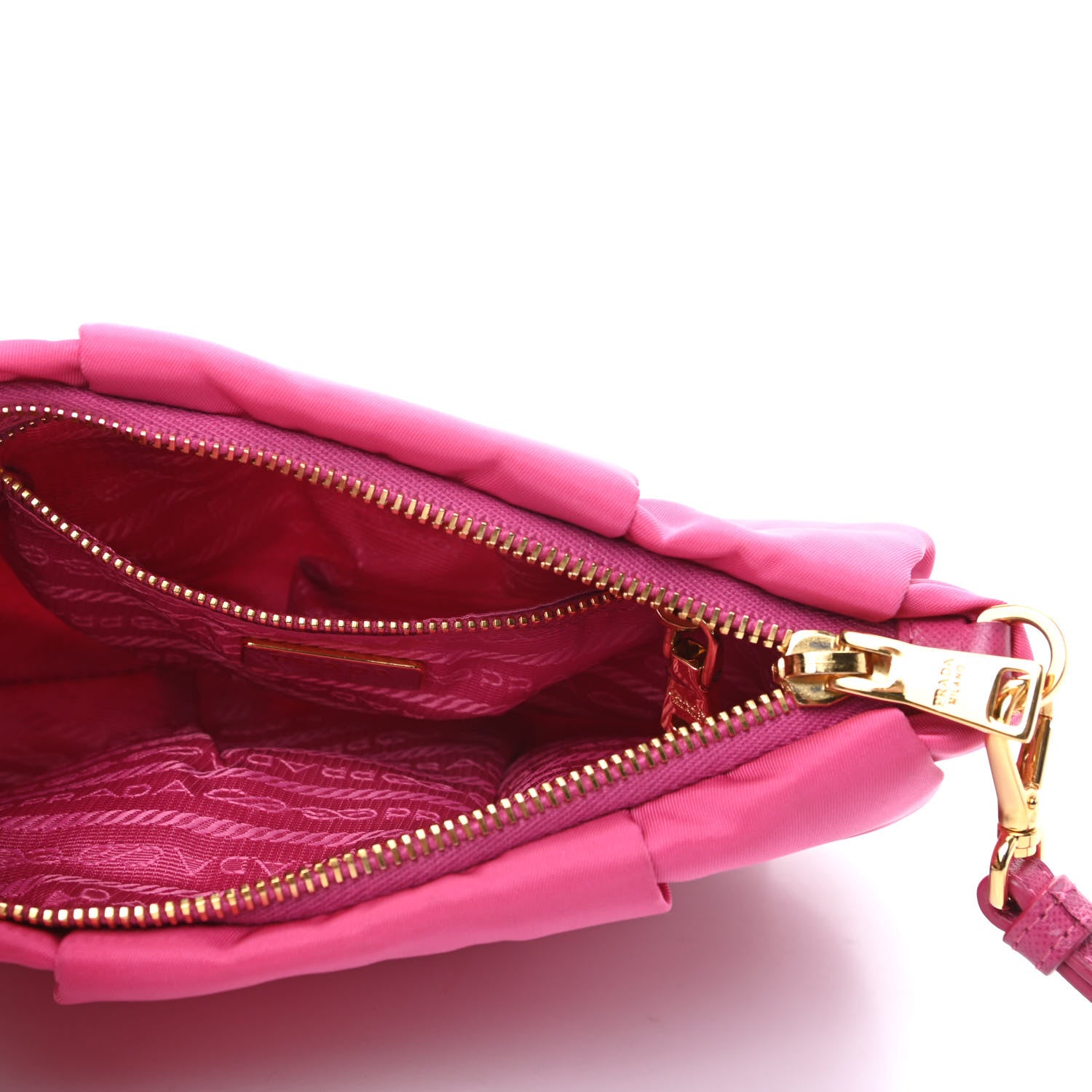 Prada Tessuto Nylon Wristlet Clutch Fuxia 5 of 10
