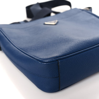Prada Saffiano Cuir Flat Messenger Bag Bluette 7 of 8