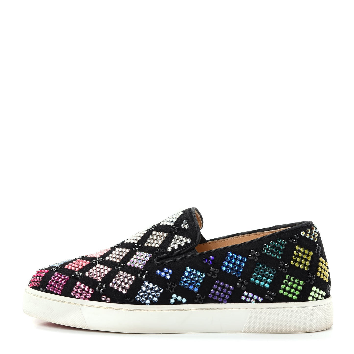 Veau Velours Crystal Womens Pik Boat Sneakers 36 Black Multicolor