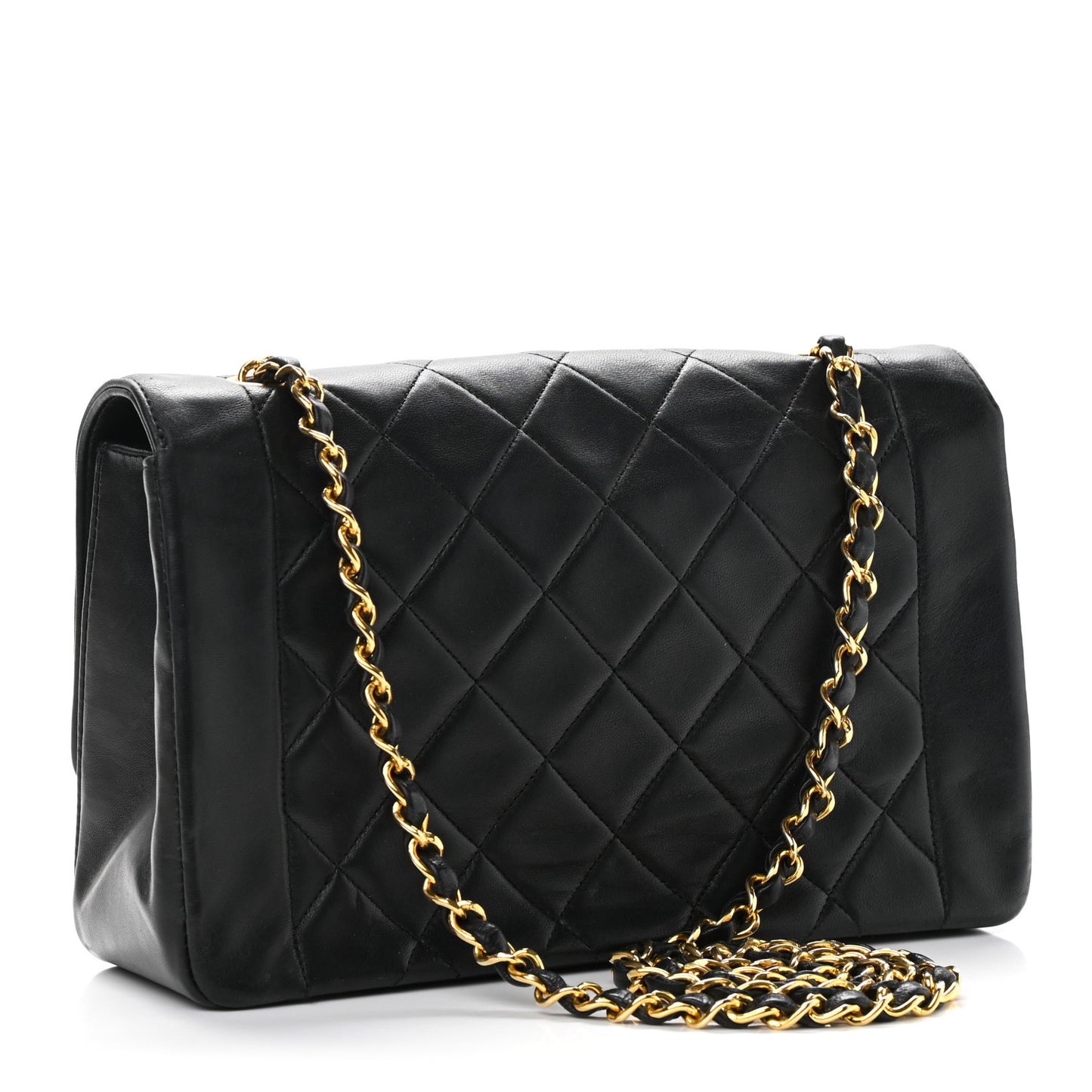 Lambskin Quilted Medium Single Flap Black