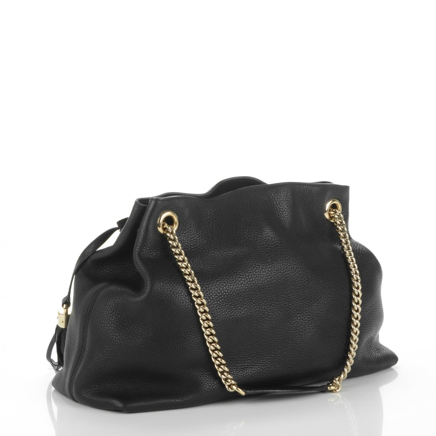 Pebbled Calfskin Medium Soho Chain Shoulder Bag Black