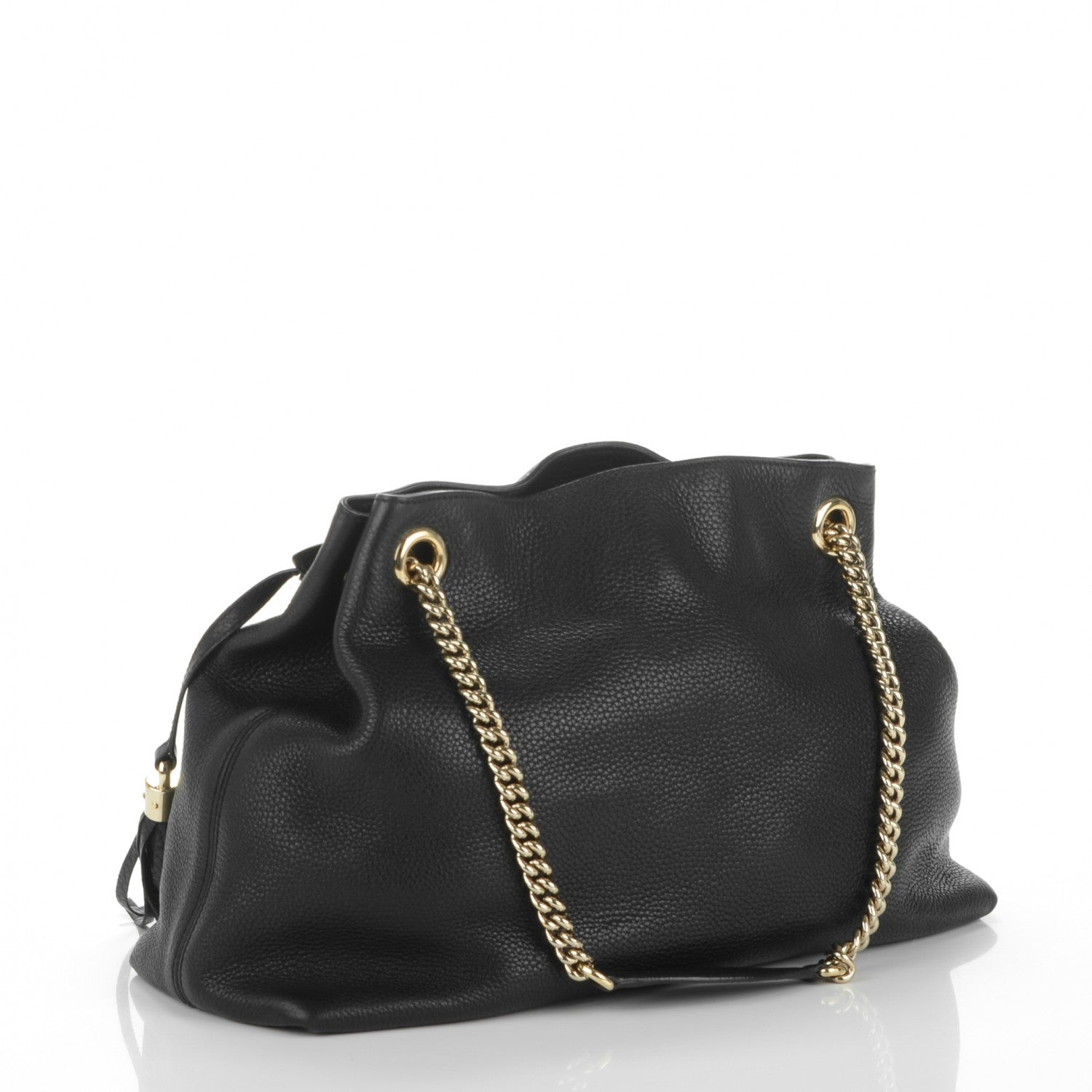 Gucci Pebbled Calfskin Medium Soho Chain Shoulder Bag Black 3 of 7