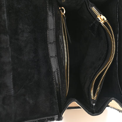 Nancy Gonzalez Crocodile Raffia Mini Lily Top Handle Bag Black 5 of 10
